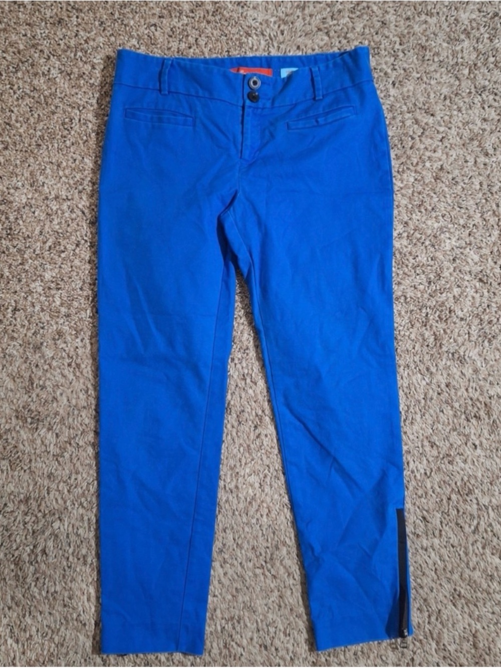 Cartonnier Bright Blue Cropped Ankle Zip Chinos